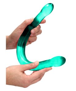 Realrock Crystal Clear Non-Realistic 17 In. Double Dildo Turquoise