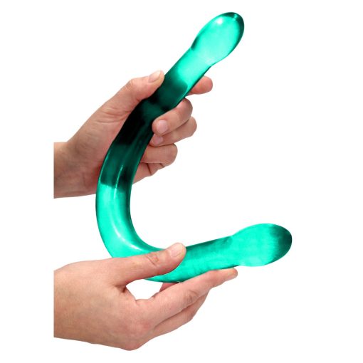 Realrock Crystal Clear Non-Realistic 17 In. Double Dildo Turquoise - Image 3