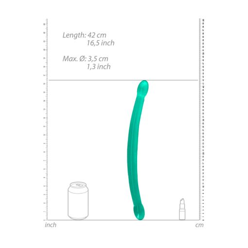 Realrock Crystal Clear Non-Realistic 17 In. Double Dildo Turquoise - Image 4