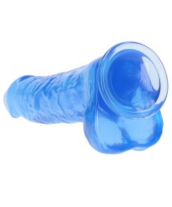 Realrock Crystal Clear Realistic 10 In. Dildo With Balls And Suction Cup Blue