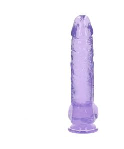 Realrock Crystal Clear Realistic 10 In. Dildo With Balls And Suction Cup Purple