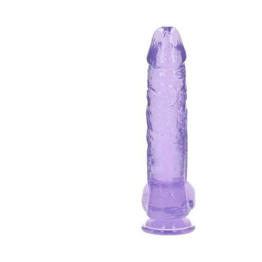 Realrock Crystal Clear Realistic 10 In. Dildo With Balls And Suction Cup Purple - Image 5