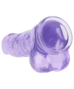 Realrock Crystal Clear Realistic 10 In. Dildo With Balls And Suction Cup Purple