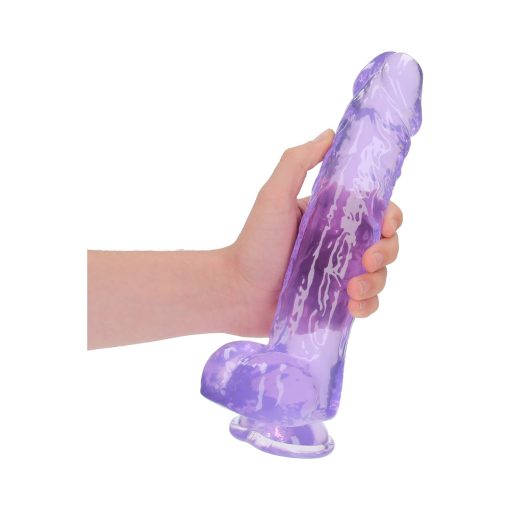 Realrock Crystal Clear Realistic 10 In. Dildo With Balls And Suction Cup Purple - Image 7