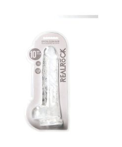 Realrock Crystal Clear Realistic 10 In. Dildo With Balls And Suction Cup Clear