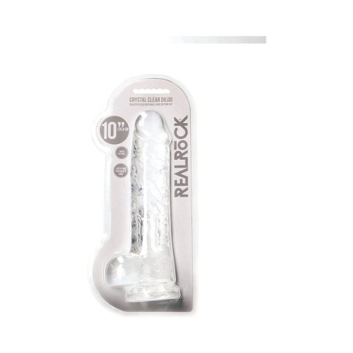 Realrock Crystal Clear Realistic 10 In. Dildo With Balls And Suction Cup Clear