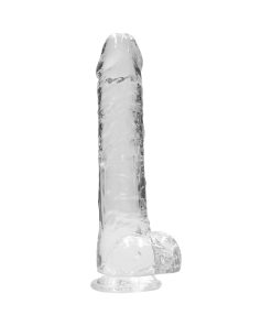 Realrock Crystal Clear Realistic 10 In. Dildo With Balls And Suction Cup Clear