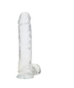 Realrock Crystal Clear Realistic 10 In. Dildo With Balls And Suction Cup Clear