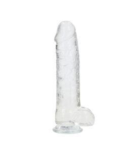Realrock Crystal Clear Realistic 10 In. Dildo With Balls And Suction Cup Clear
