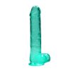 Realrock Crystal Clear Realistic 10 In. Dildo With Balls And Suction Cup Turquoise