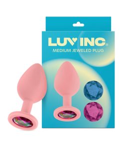 Luv Inc Jp32 Jeweled Medium Plug Silicone With 3-Piece Interchangeable Gems Pink