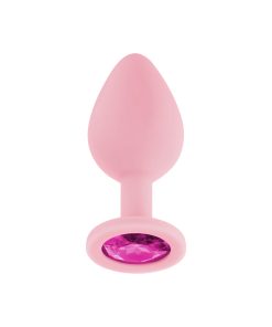 Luv Inc Jp32 Jeweled Medium Plug Silicone With 3-Piece Interchangeable Gems Pink