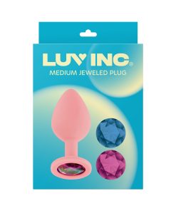 Luv Inc Jp32 Jeweled Medium Plug Silicone With 3-Piece Interchangeable Gems Pink