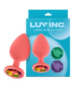 Luv Inc Jp33 Jeweled Large Plug Silicone With 3-Piece Interchangeable Gems Coral