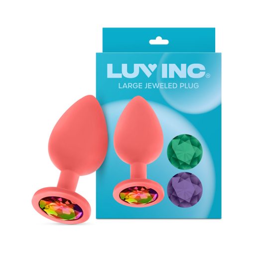 Luv Inc Jp33 Jeweled Large Plug Silicone With 3-Piece Interchangeable Gems Coral