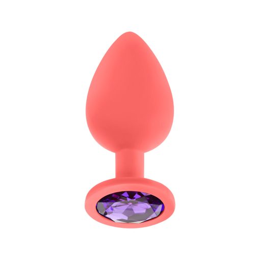 Luv Inc Jp33 Jeweled Large Plug Silicone With 3-Piece Interchangeable Gems Coral - Image 4