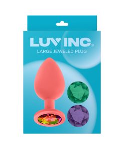 Luv Inc Jp33 Jeweled Large Plug Silicone With 3-Piece Interchangeable Gems Coral