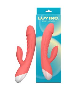 Luv Inc Rv20 Rabbit Vibrator Rechargeable Silicone Dual Stimulator Coral
