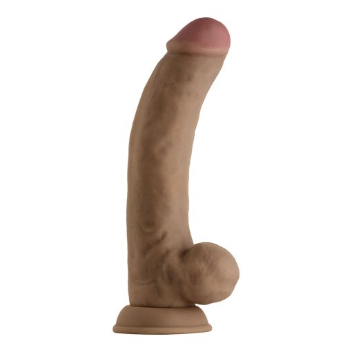 Shaft Model C: 9.5 In. Dual Density Silicone Dildo With Balls Oak - Image 3