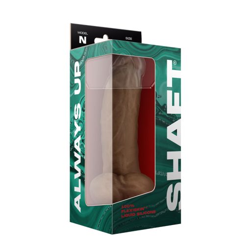 Shaft Model N: 8.5 In. Dual Density Silicone Dildo With Balls Oak - Image 4