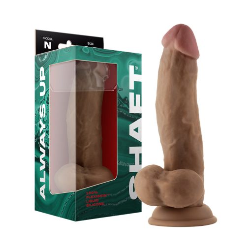 Shaft Model N: 8.5 In. Dual Density Silicone Dildo With Balls Oak