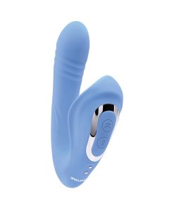 Evolved Tap & Thrust Rechargeable Thrusting Pulsing Silicone Dual Stimulator Blue