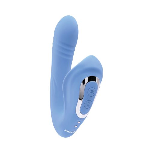 Evolved Tap & Thrust Rechargeable Thrusting Pulsing Silicone Dual Stimulator Blue - Image 3