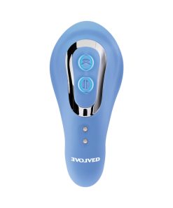 Evolved Tap & Thrust Rechargeable Thrusting Pulsing Silicone Dual Stimulator Blue
