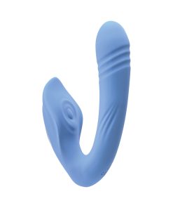 Evolved Tap & Thrust Rechargeable Thrusting Pulsing Silicone Dual Stimulator Blue
