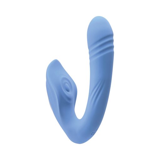 Evolved Tap & Thrust Rechargeable Thrusting Pulsing Silicone Dual Stimulator Blue - Image 6