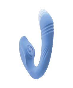 Evolved Tap & Thrust Rechargeable Thrusting Pulsing Silicone Dual Stimulator Blue