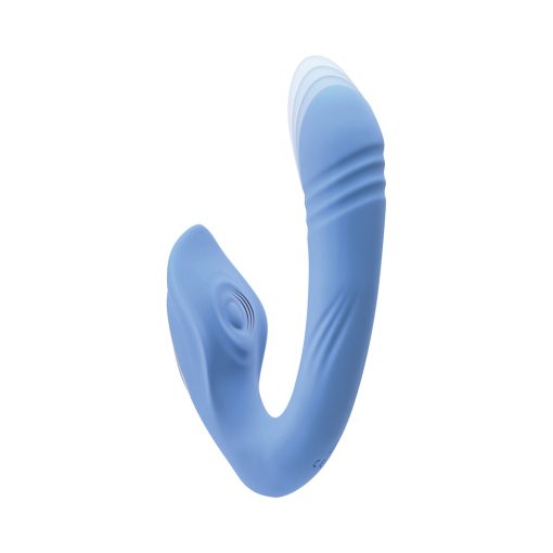 Evolved Tap & Thrust Rechargeable Thrusting Pulsing Silicone Dual Stimulator Blue - Image 7