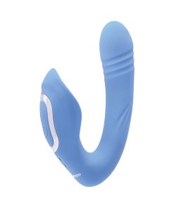 Evolved Tap & Thrust Rechargeable Thrusting Pulsing Silicone Dual Stimulator Blue