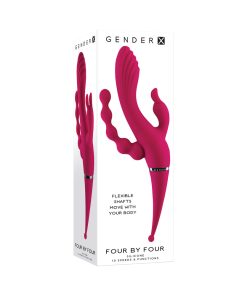 Gender X Four By Four Rechargeable Dual-Ended Multi-Stimulating Silicone Vibrator Burgundy
