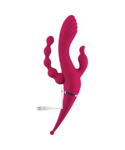 Gender X Four By Four Rechargeable Dual-Ended Multi-Stimulating Silicone Vibrator Burgundy
