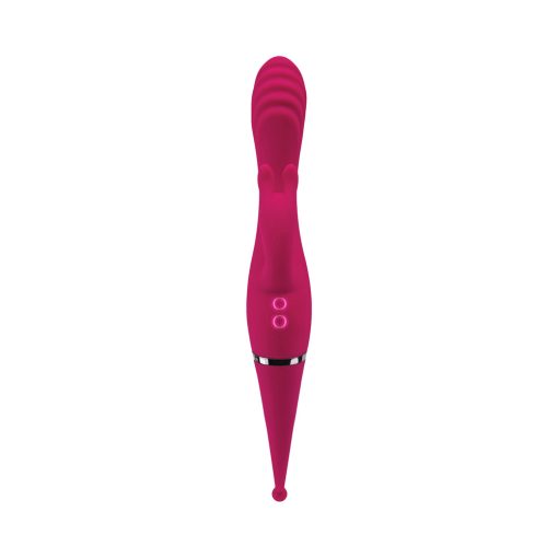 Gender X Four By Four Rechargeable Dual-Ended Multi-Stimulating Silicone Vibrator Burgundy - Image 5