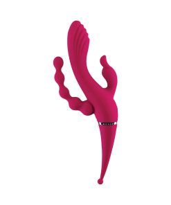 Gender X Four By Four Rechargeable Dual-Ended Multi-Stimulating Silicone Vibrator Burgundy