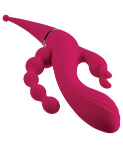 Gender X Four By Four Rechargeable Dual-Ended Multi-Stimulating Silicone Vibrator Burgundy