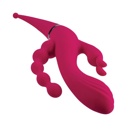 Gender X Four By Four Rechargeable Dual-Ended Multi-Stimulating Silicone Vibrator Burgundy - Image 7