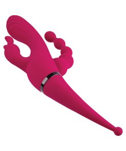 Gender X Four By Four Rechargeable Dual-Ended Multi-Stimulating Silicone Vibrator Burgundy