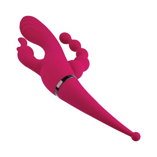 Gender X Four By Four Rechargeable Dual-Ended Multi-Stimulating Silicone Vibrator Burgundy - Image 8