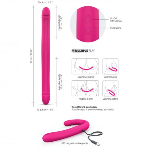 Dorcel Orgasmic Double Do Rechargeable Thrusting & Vibrating Double Dildo Pink - Image 3