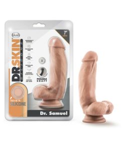 Dr. Skin Silicone Dr. Samuel Realistic 7 In. Posable Dildo With Balls Beige