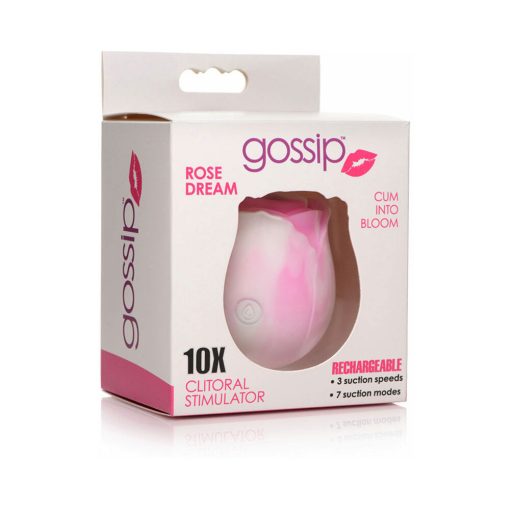 Curve Toys Gossip Cum Into Bloom Rechargeable Silicone Clitoral Stimulator Rose Dream Swirl