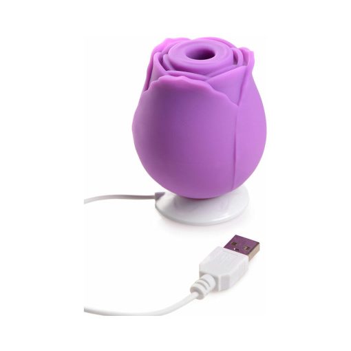 Curve Toys Gossip Cum Into Bloom Rechargeable Silicone Clitoral Stimulator Rose Flirt Violet - Image 6