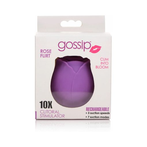 Curve Toys Gossip Cum Into Bloom Rechargeable Silicone Clitoral Stimulator Rose Flirt Violet - Image 7