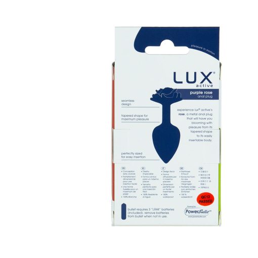 Lux Active Rose Metal Butt Plug 3 In. Purple - Image 2