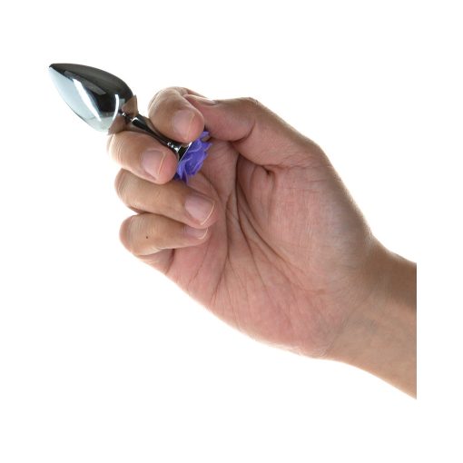 Lux Active Rose Metal Butt Plug 3 In. Purple - Image 4