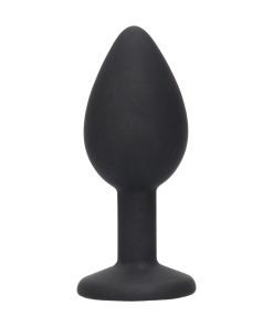 Ouch! Black & White Silicone Butt Plug With Removable Jewel Black