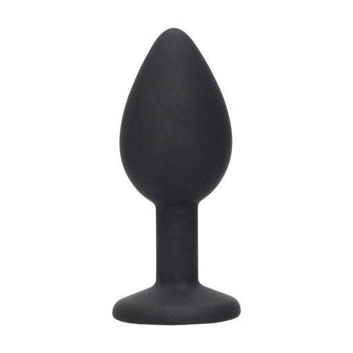 Ouch! Black & White Silicone Butt Plug With Removable Jewel Black - Image 2